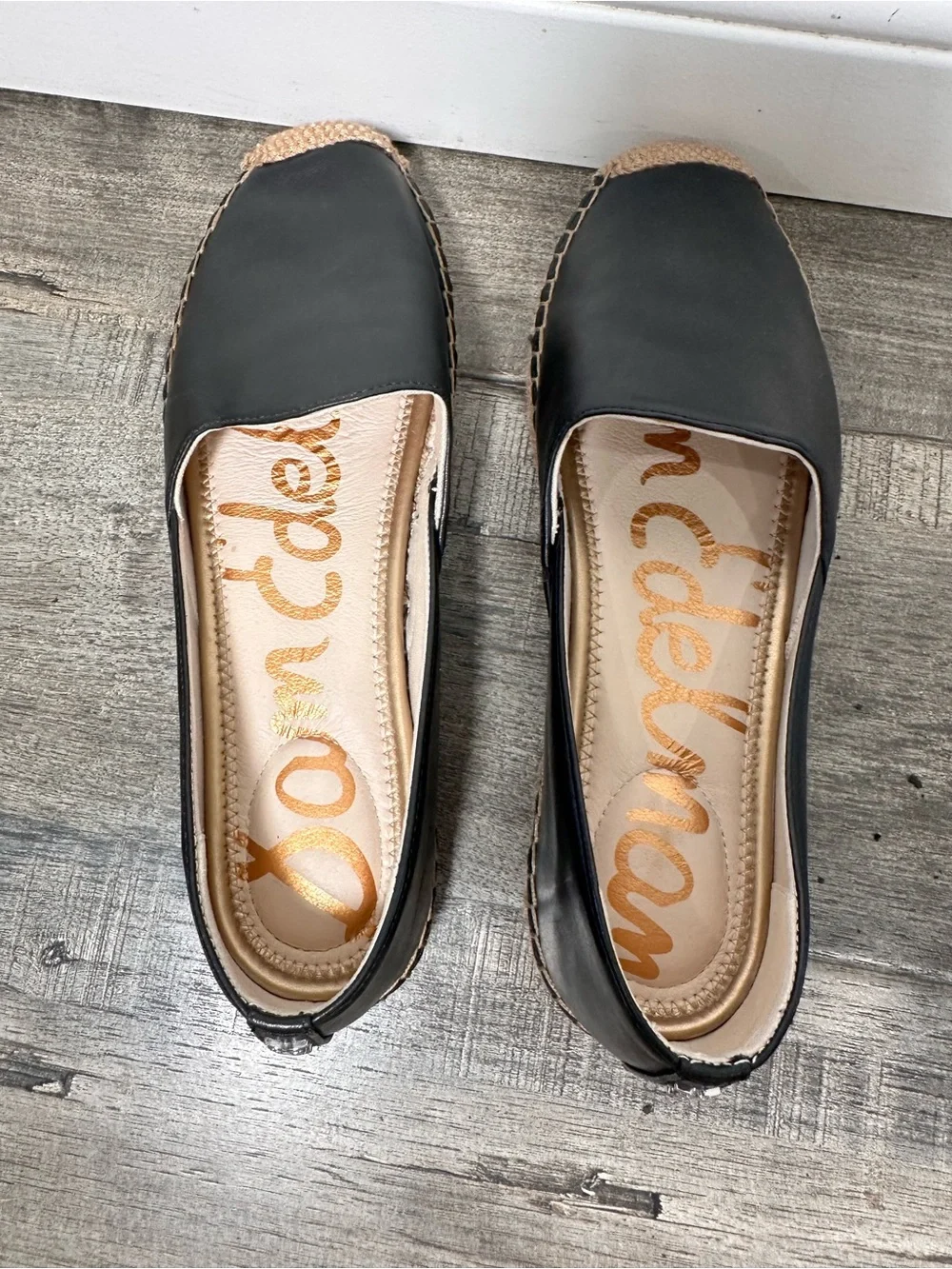 Sam Edelman Black Leather Espadrille Flats